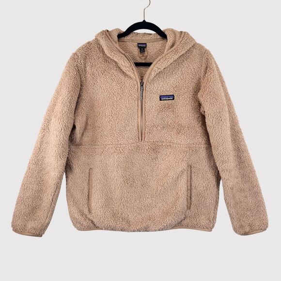 Patagonia Womens Jacket Brown Los Gatos Hooded 1/4 Zip Fleece High Pile Medium - Picture 2 of 12